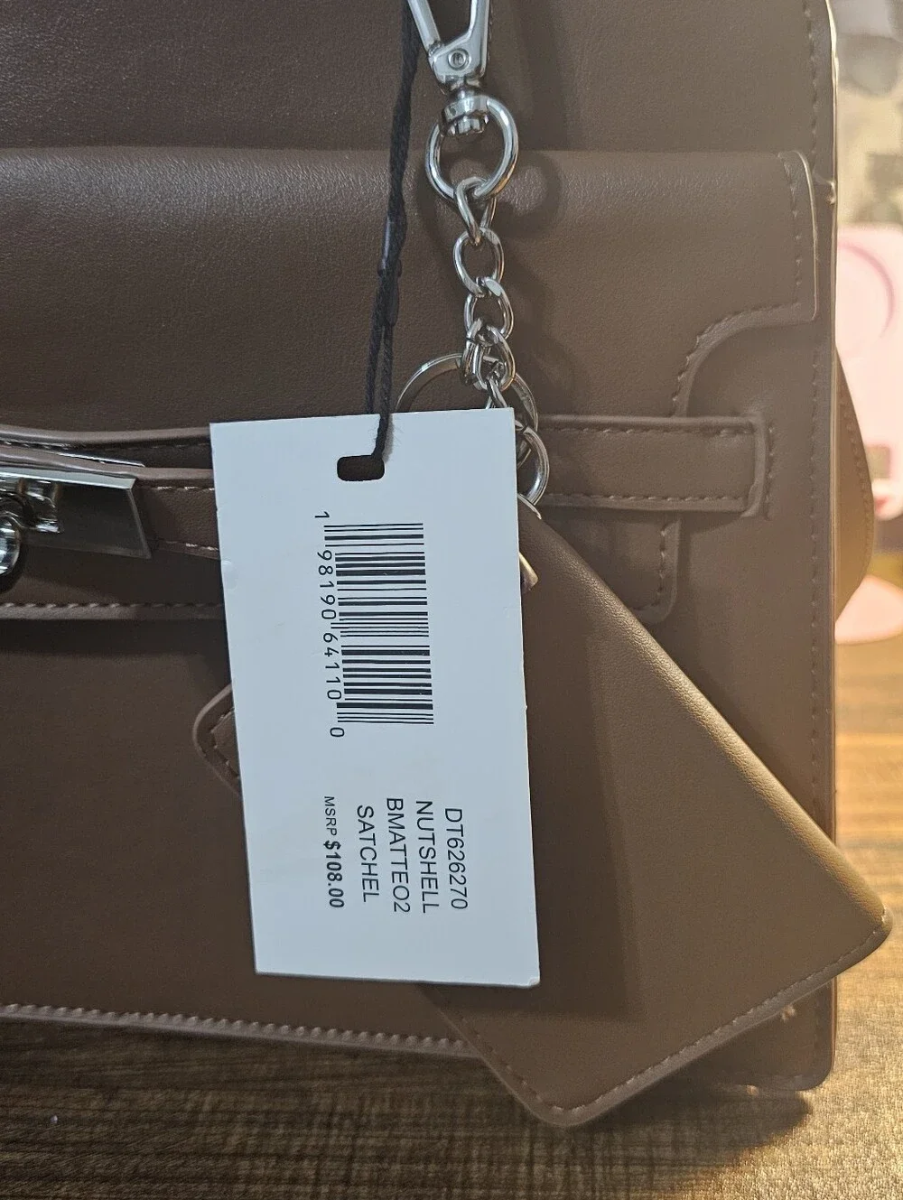 STEVE MADDEN NWT Classic Brown Top-Handle Satchel with Detachable Strap